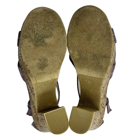 MixIt Strappy High Heel Shoes 6.5 Open Toe Cork 4” Heels Purple Suede 022-8051 - Picture 14 of 16